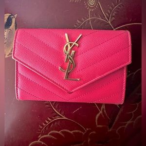 YSL Matelassé Fuchsia Small Envelope Wallet